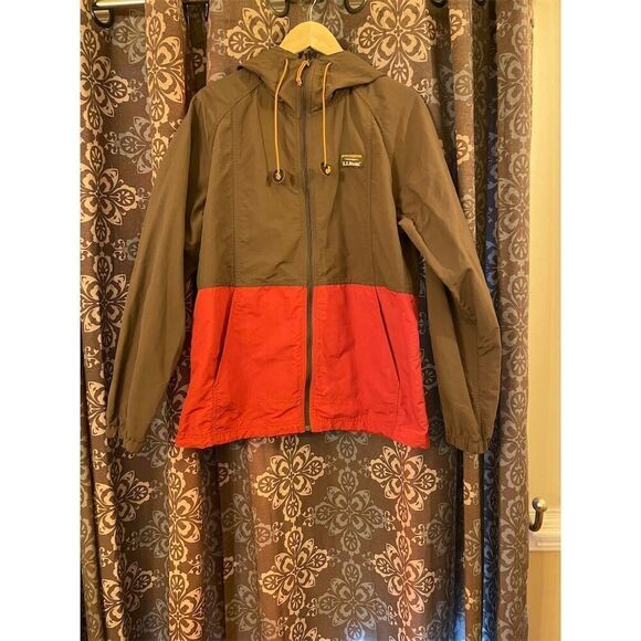 LL Bean Men's Windbreaker Jacket L Multicolor Color Block Hooded Zip - Picture 2 of 10
